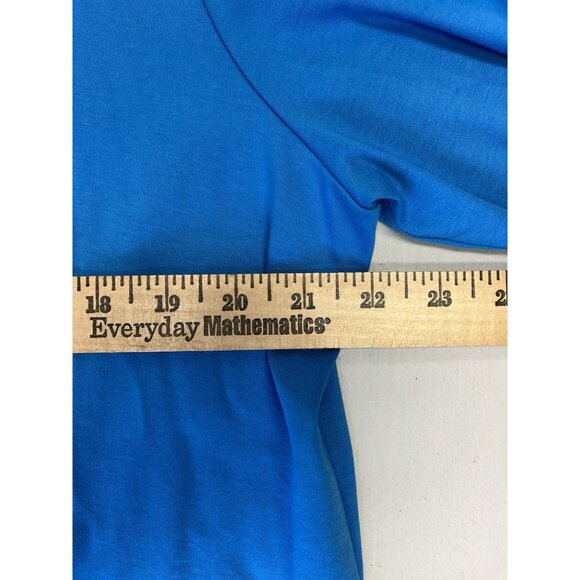 LL Bean Cardigan Open Pima Cotton Size XL Long Sleeve Pockets Turquoise Blue - Picture 7 of 11